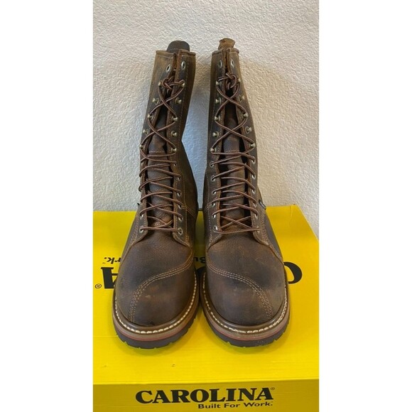 Carolina Boots Men 12 EE Brown Linesman 10 inch Work Waterproof Vibram CA904 EH main image 7